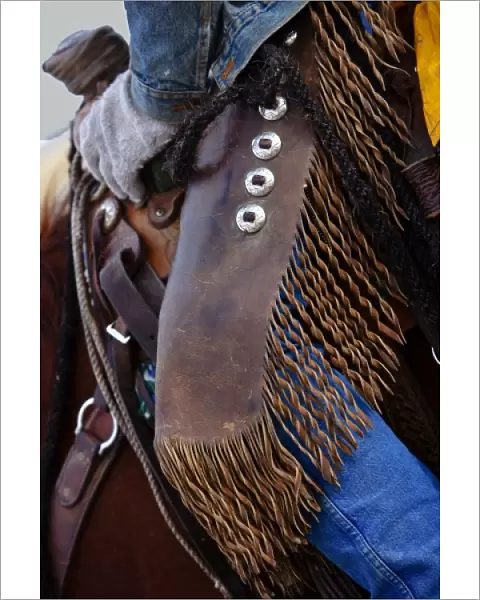 A close up of a cowboys riding gear in Shell Wyoming