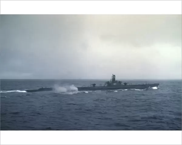 Pacific Ocean. US submarine at sea in a fog during WW II