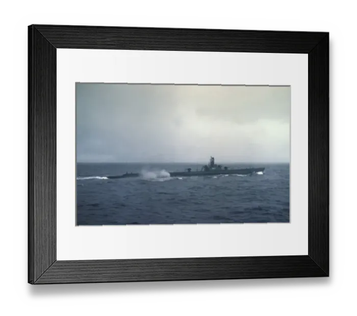 Framed Print : Pacific Ocean. US submarine at sea in a fog during WW II Framed Print : Pacific Ocean. US submarine at sea in a fog during WW II