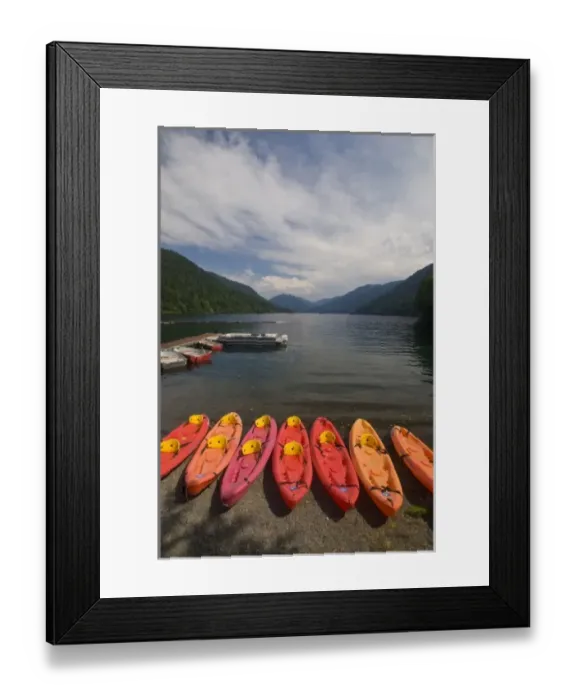 Framed Print : Boats For Rent at Fairholm, Lake Crescent, Olympic National Park, Washington, US