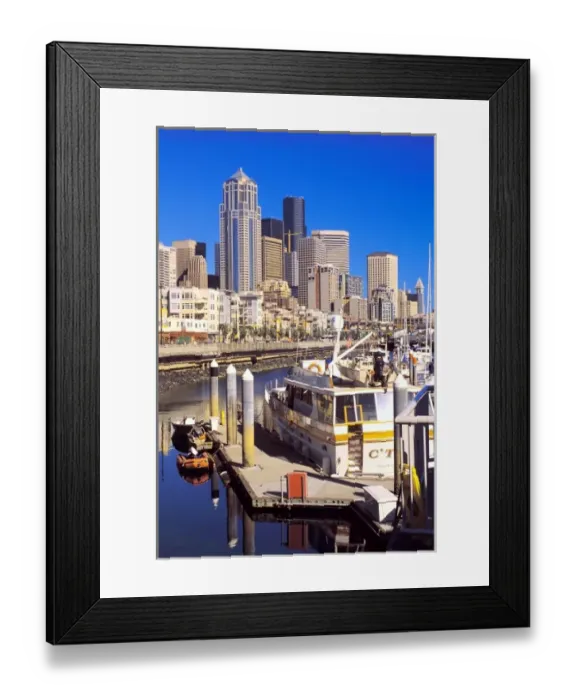 Framed Print : Seattle skyline from Bell Harbor on the waterfront Framed Print : Seattle skyline from Bell Harbor on the waterfront
