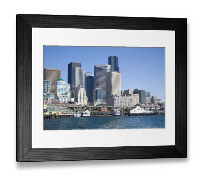 Framed Print : WA, Seattle, Seattle skyline from Elliott Bay