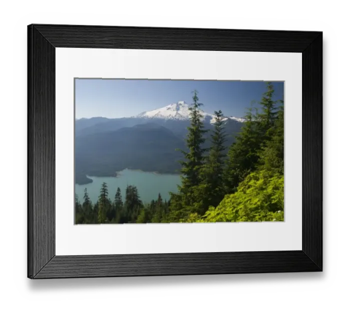 Framed Print : USA, WA, Mount Baker Snoqualmie National Forest. Spectacular vistas of forest, Baker Lake