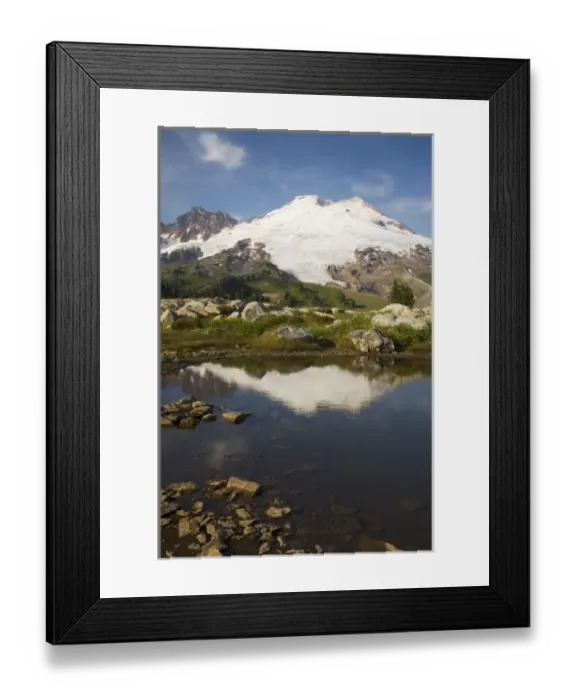 Framed Print : WA, Mt. Baker NRA, Mt. Baker reflected in tarn near Park Butte Framed Print : WA, Mt. Baker NRA, Mt. Baker reflected in tarn near Park Butte