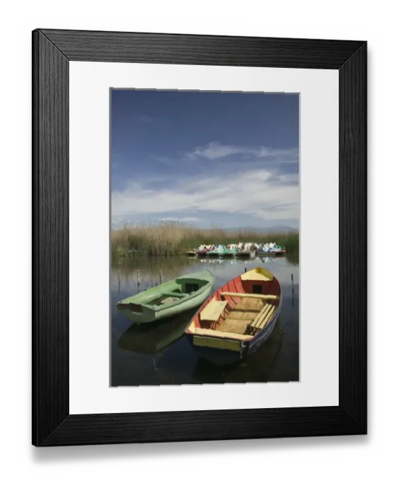 Framed Print : MACEDONIA, Struga. Rental Boats on Lake Ohrid Framed Print : MACEDONIA, Struga. Rental Boats on Lake Ohrid