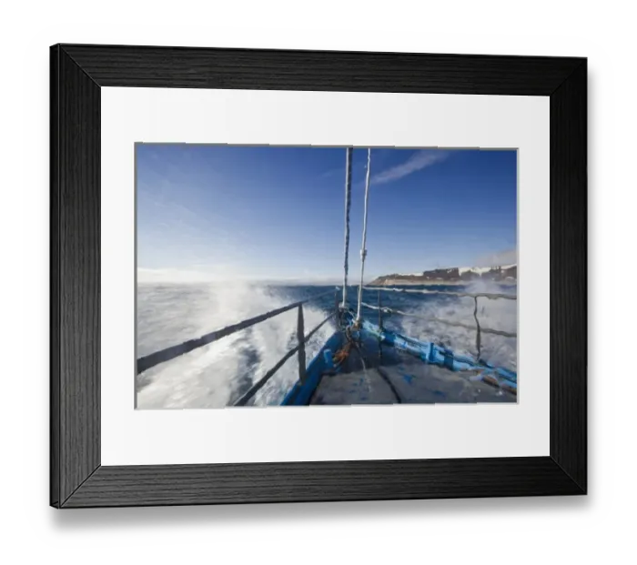 Framed Print : Norway, Svalbard, Nordaustlandet, Yacht SV Arctica sailing through heavy seas in Framed Print : Norway, Svalbard, Nordaustlandet, Yacht SV Arctica sailing through heavy seas in
