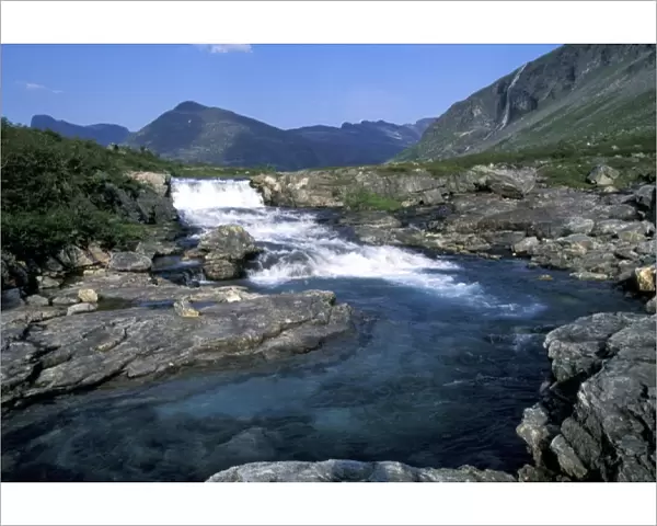 Europe, Norway, Andalsnes. River in mountains along the Trollstigen (Trolls Path)