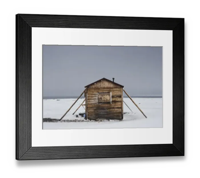 Framed Print : Norway, Svalbard, Nordaustlandet, Wooden trappers hut in storm during summer