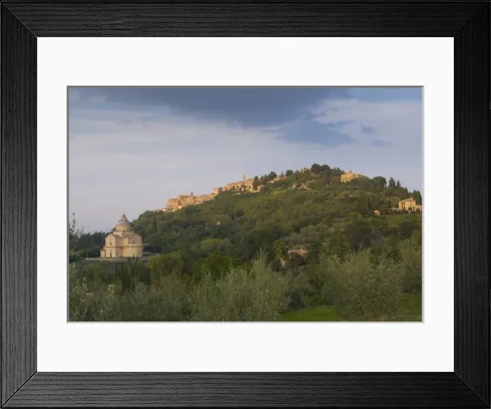 Framed Print : Montepulciano, Tuscany, Italy. Church of San Biagio at left