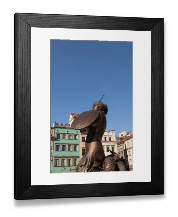 Framed Print : Bronze statue in middle of Old Town main square, Warsaw, Poland