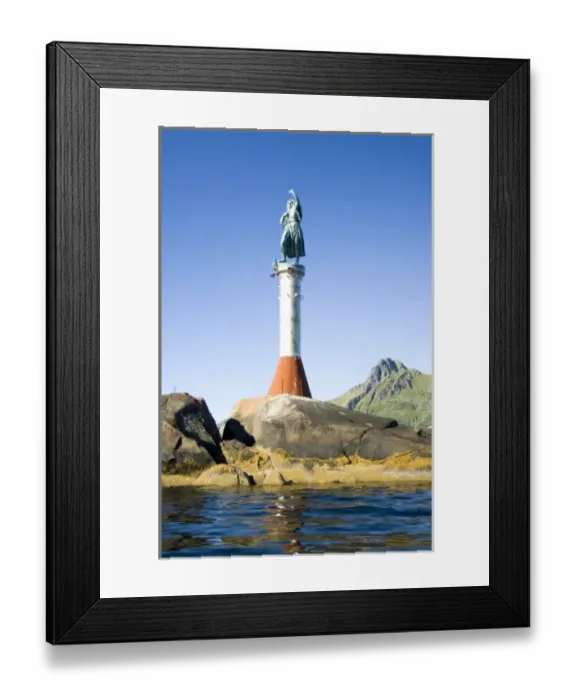 Framed Print : Europe, Norway, Lofoten, Svolvaer. The statue Fishermans Wife at the harbour entrance Framed Print : Europe, Norway, Lofoten, Svolvaer. The statue Fishermans Wife at the harbour entrance