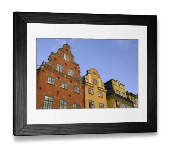 Framed Print : Sweden. Stockholm. Gamla Stan. Colorful buildings lining the Stortorget Framed Print : Sweden. Stockholm. Gamla Stan. Colorful buildings lining the Stortorget
