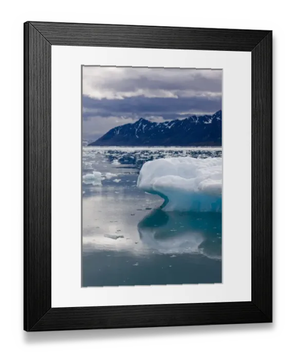 Framed Print : Norway, Svalbard, Spitsbergen, Icebergs floating near face of Lilliehook Glacier