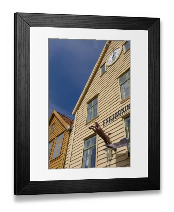 Framed Print : Norway, Bergen. Downtown old Hanseatic historic area of Bryggen, UNESCO World Heritage City