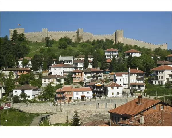 MACEDONIA, Ohrid. Car Samoils Castle and Old Town from Sveti Kliment Church