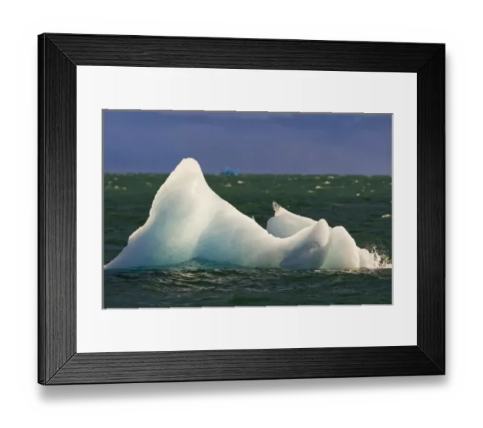 Framed Print : Norway, Svalbard, Nordaustlandet, Setting sun lights iceberg floating in Palanderbukta