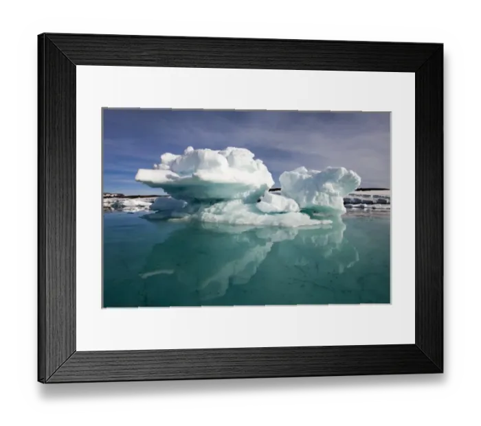 Framed Print : Norway, Svalbard, Edgeoya Island, Icebergs grounded in shallows in Bakenbukta Bay
