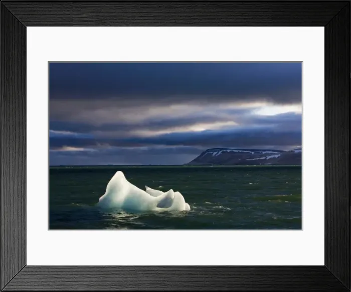 Framed Print : Norway, Svalbard, Nordaustlandet, Setting sun lights iceberg floating in Palanderbukta Framed Print : Norway, Svalbard, Nordaustlandet, Setting sun lights iceberg floating in Palanderbukta