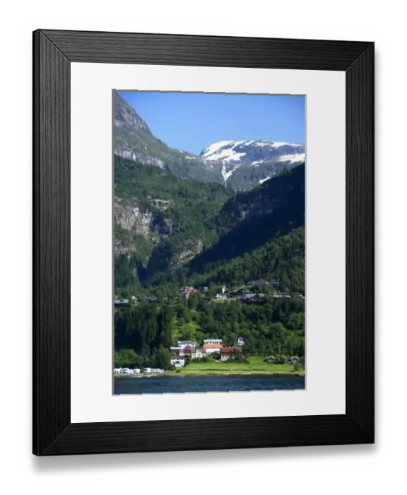 Framed Print : Norway, Geirangerfjord (UNESCO), Geiranger. Typical fjord views of the port of Geiranger
