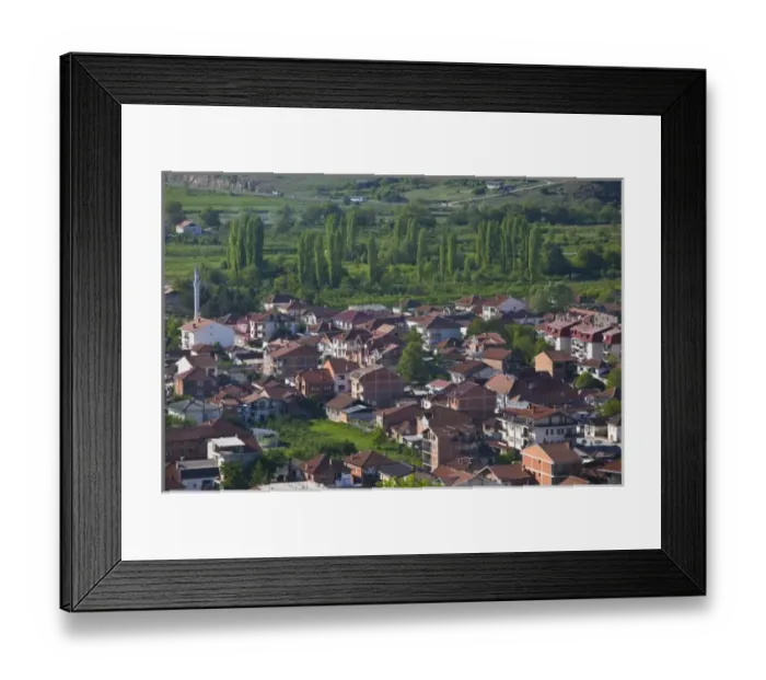 Framed Print : MACEDONIA, Ohrid. West Ohrid suburb with Mosque Framed Print : MACEDONIA, Ohrid. West Ohrid suburb with Mosque
