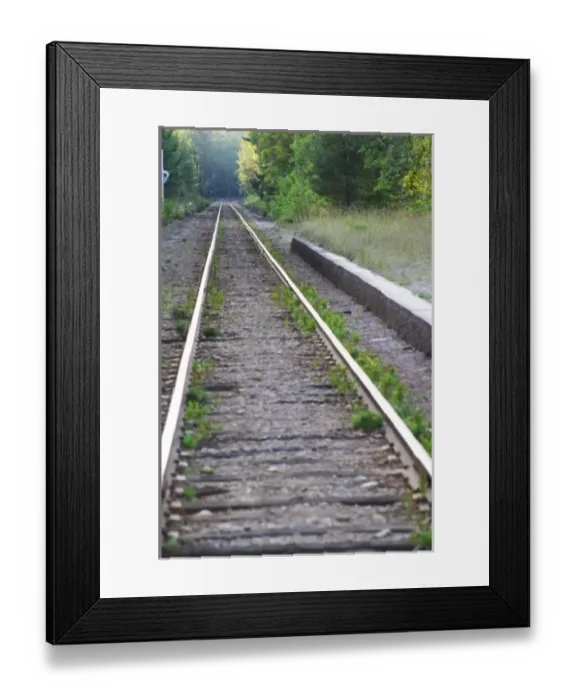 Framed Print : Converging railway tracks. Smaland region. Sweden, Europe Framed Print : Converging railway tracks. Smaland region. Sweden, Europe