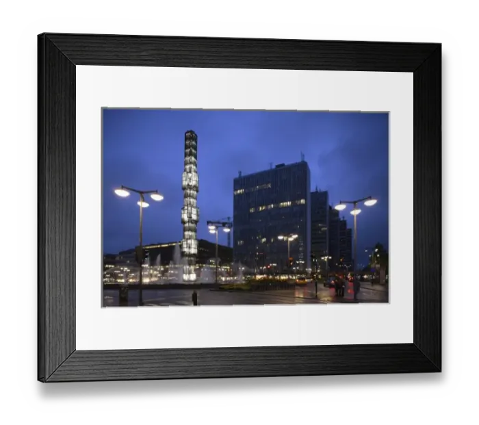 Framed Print : Sweden. Stockholm. The night view of glass fountain in Sergelstorg Square in Norrmalm Framed Print : Sweden. Stockholm. The night view of glass fountain in Sergelstorg Square in Norrmalm
