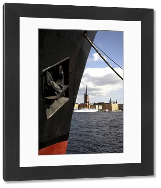 The view of Riddarholmen Island and the black spire of Riddarholmskyrkan(Riddarholmen