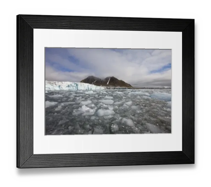 Framed Print : Norway, Svalbard, Spitsbergen Island, Icebergs floating near face of Hans Glacier Framed Print : Norway, Svalbard, Spitsbergen Island, Icebergs floating near face of Hans Glacier