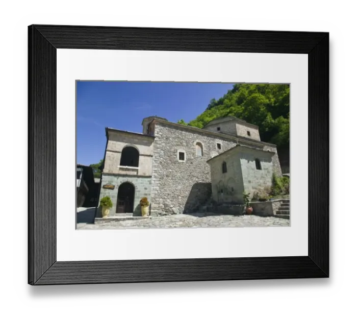 Framed Print : MACEDONIA, Mavrovo National Park. Sveti Jovan Bigorski Monastery (b. 1020) named after St Framed Print : MACEDONIA, Mavrovo National Park. Sveti Jovan Bigorski Monastery (b. 1020) named after St