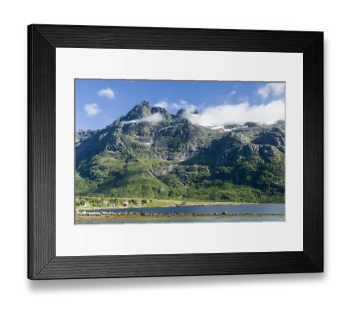 Framed Print : Europe, Norway, Lofoten. View of Stortinden from Liland