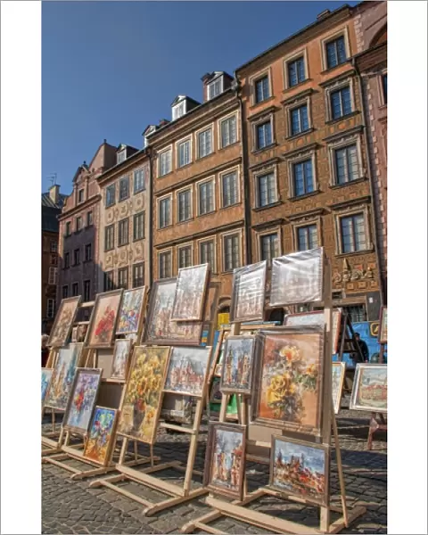 Artwork for sale and colorful architecture and beauty of Main Old Town Main Square