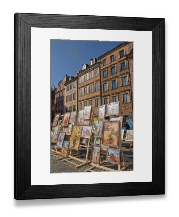 Framed Print : Artwork for sale and colorful architecture and beauty of Main Old Town Main Square