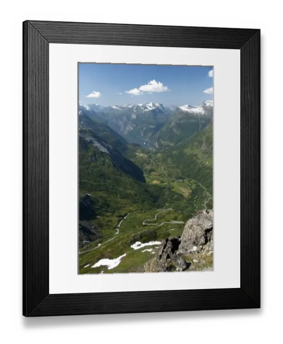 Framed Print : Norway, Geiranger. View of the port of Geiranger from Mt. Dalsnibba. Scenic road 63 Framed Print : Norway, Geiranger. View of the port of Geiranger from Mt. Dalsnibba. Scenic road 63