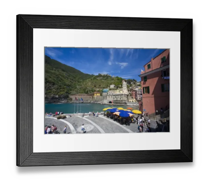 Framed Print : Italy, Cinque Terre, Vernazza, Harbor and Church of Vernazza