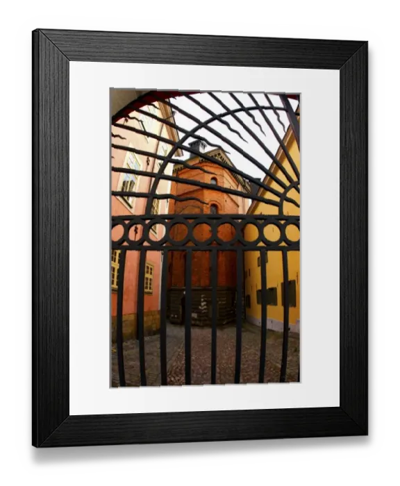 Framed Print : Sweden, Stockholm. Gate guards buildings in the medieval Gamla Stan (Old Town) section Framed Print : Sweden, Stockholm. Gate guards buildings in the medieval Gamla Stan (Old Town) section
