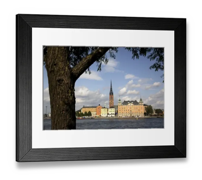 Framed Print : Riddarholmen Island with the black spire of Riddarholmskyrkan (Riddarholmen Church) in the middle Framed Print : Riddarholmen Island with the black spire of Riddarholmskyrkan (Riddarholmen Church) in the middle