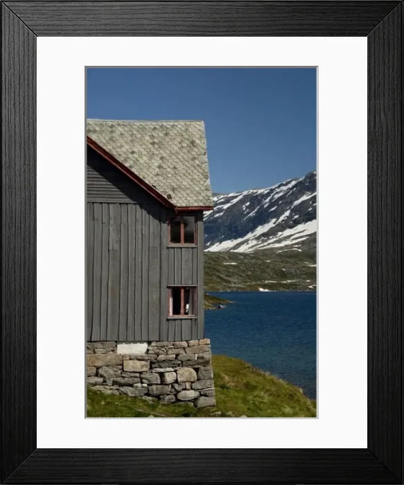 Framed Print : Norway. Scenic byway 63 between Geiranger & Hellesylt. Djupvasshytta Mountain Lodge and lake Framed Print : Norway. Scenic byway 63 between Geiranger & Hellesylt. Djupvasshytta Mountain Lodge and lake