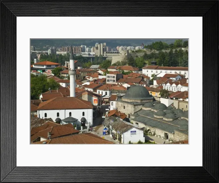 Framed Print : MACEDONIA, Skopje. Carsija Old Town- Overhead View / Morning Framed Print : MACEDONIA, Skopje. Carsija Old Town- Overhead View / Morning