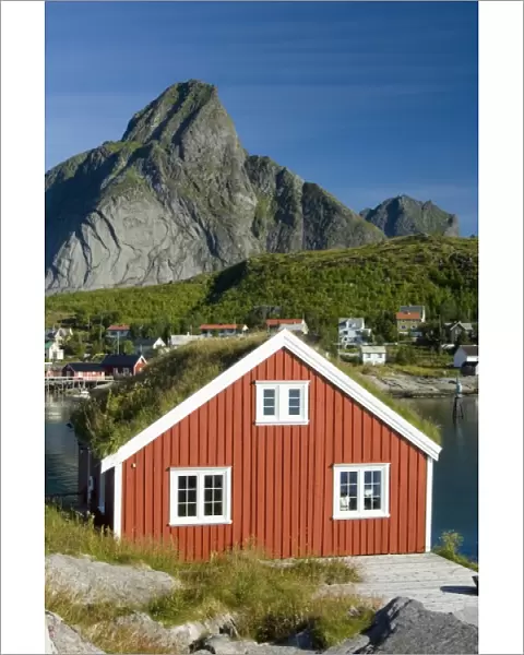 Europe, Norway, Lofoten. Rorbu (traditional fishermans hut) in Reine