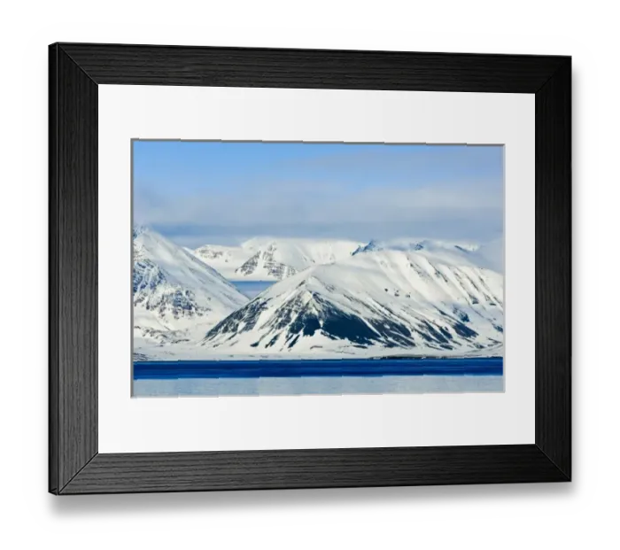 Framed Print : Snowcapped peaks Woodfjord Svalbard Archipelago, Norway