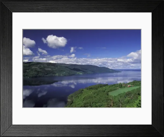 Framed Print : Norway, Honefoss. View of Tyrifjorden and red farm buildings Framed Print : Norway, Honefoss. View of Tyrifjorden and red farm buildings