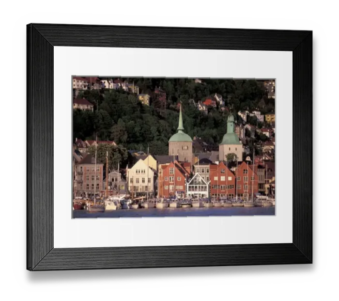 Framed Print : Norway, Hordaland, Bergen. Harbor view