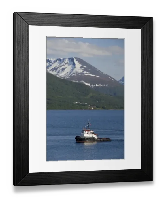 Framed Print : Norway, Tromso. Gateway to the Arctic located above the Arctic Circle. Views sailing