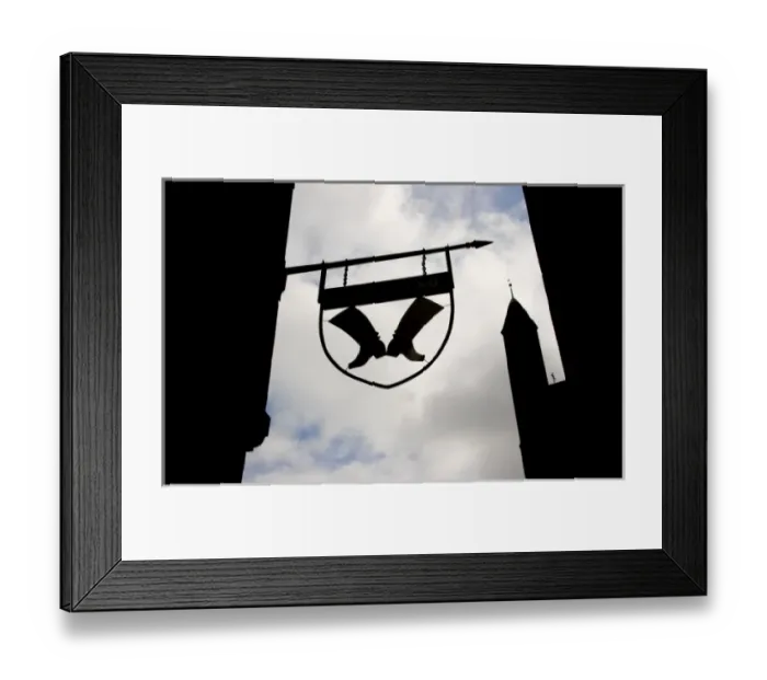 Framed Print : Poland, Gdansk. Silhouette of shop sign in Old Town Framed Print : Poland, Gdansk. Silhouette of shop sign in Old Town