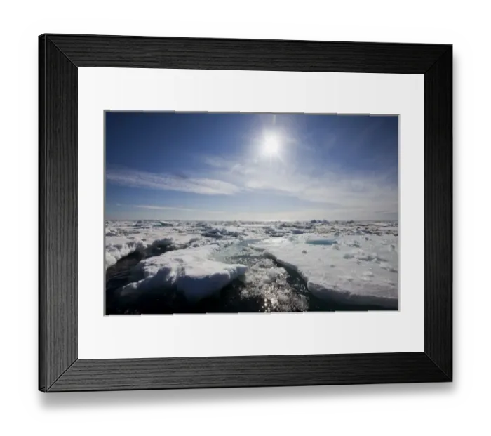 Framed Print : Norway, Svalbard, Storfjorden Fjord, Floating icebergs at edge of first year pack