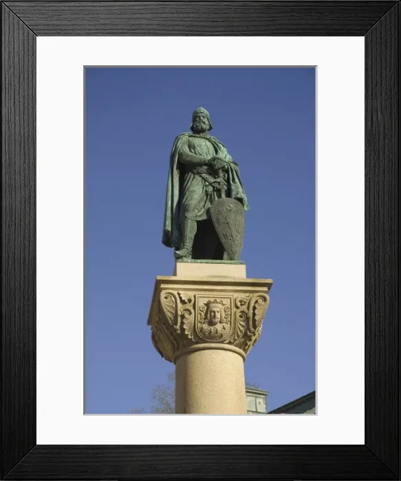 Framed Print : Sweden, Stockholm, Riddarholm. Statue on a pillar