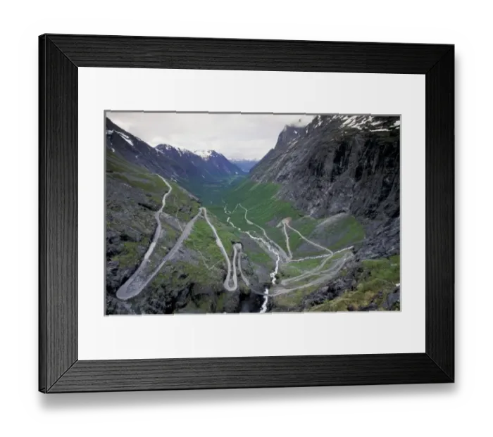 Framed Print : Norway, Trollsteingen, Geiramgerfjord area. Trollstigveg road to Valldal