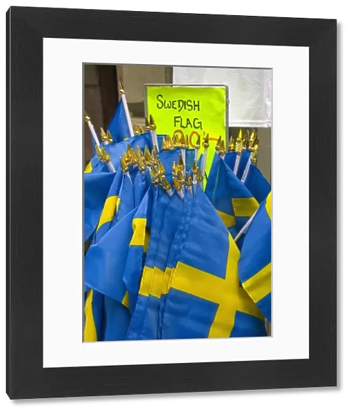 Sweden, Stockholm, Gamla Stan. Swedish flag souvenirs