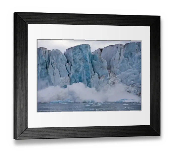 Framed Print : Norway, Svalbard, Spitsbergen Island, Icebergs calving from ice face of Sveabreen Framed Print : Norway, Svalbard, Spitsbergen Island, Icebergs calving from ice face of Sveabreen