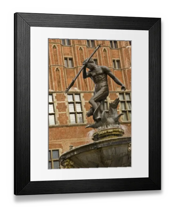 Framed Print : Poland, Gdansk. Neptune Fountain in front of Artus Court
